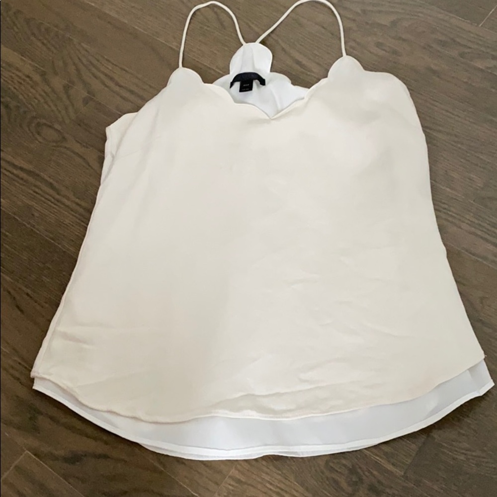 J. Crew Petite Cream Scallop Tank 00P